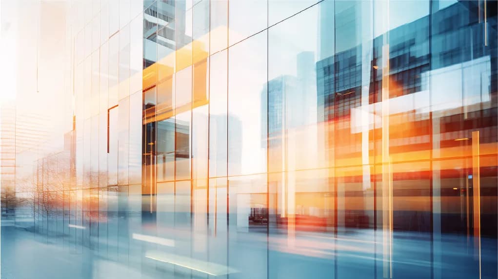 Modern building facade with motion light streaks